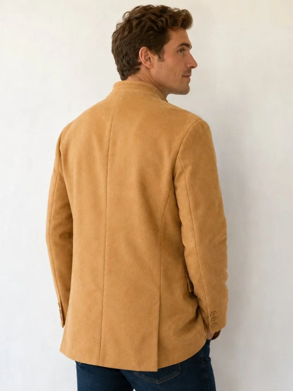 Mens Tan Mandarin Collar Utility Jacket New | 238